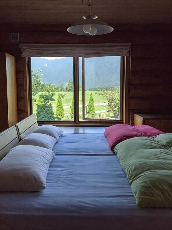 Photo of the inside of the main log house