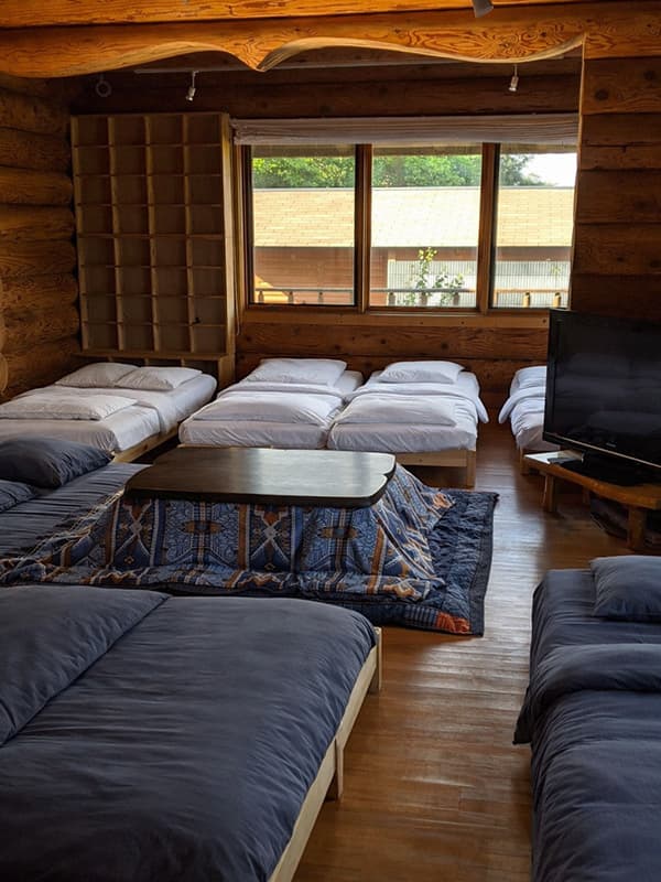 Photo of the inside of the main log house